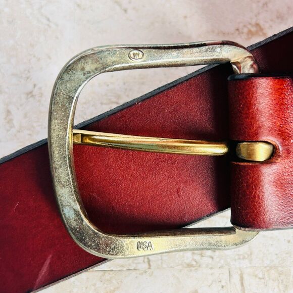 Levis Brown Harness Leather Belt Mens Size 36 Removable Buckle - Picture 3 of 7